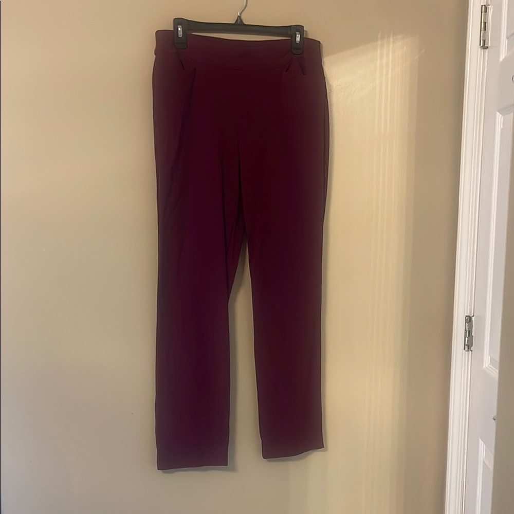Chico's Burgundy Straight/Slim Leg Pants with Classic Silhouette